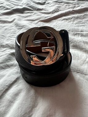 Gucci Guccissima Leather Interlocking GG Belt Brown Silver Buckle Size XL